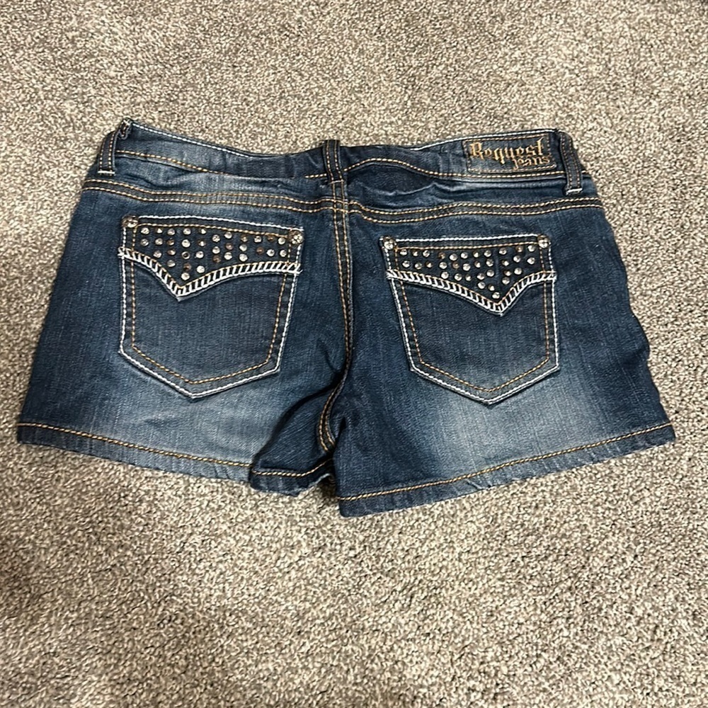 Request Bling Jean Shorts 7/28 Dark Wash